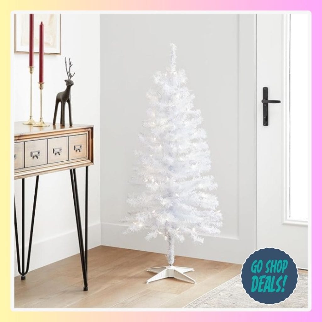4' Pre-Lit White Tinsel Christmas Tree Just $20 at Amazon! 1 4' Pre-Lit White Tinsel Christmas Tree