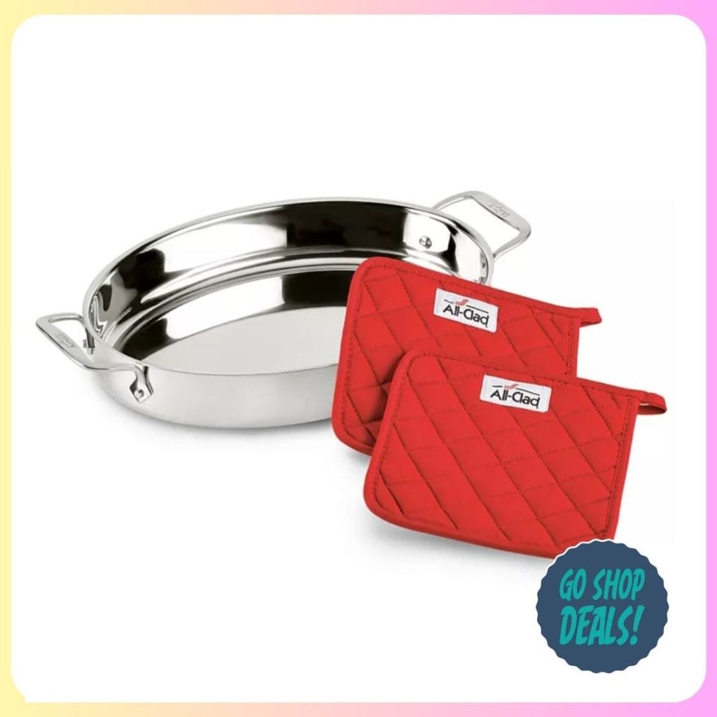 $39 Macy's All-Clad Oval Baker & Pot Holder Set (Reg. $80) | Today Only! 1 Macy's All-Clad Oval Baker and Pot Holder Set
